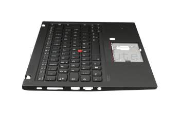 Teclado incl. topcase DE (alemán) negro/negro con retroiluminacion y mouse stick original para Lenovo ThinkPad X1 Carbon 7th Gen (20R1/20R2)