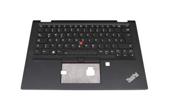 Teclado incl. topcase DE (alemán) negro/negro con retroiluminacion y mouse stick original para Lenovo ThinkPad X13 Yoga (20SY/20SX)