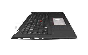 Teclado incl. topcase DE (alemán) negro/negro con retroiluminacion y mouse stick original para Lenovo ThinkPad X13 Yoga (20SY/20SX)