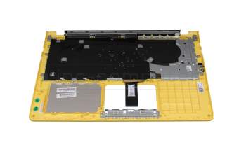 Teclado incl. topcase DE (alemán) negro/plata/amarillo con retroiluminacion plateado/amarillo original para Asus VivoBook S15 S530FA