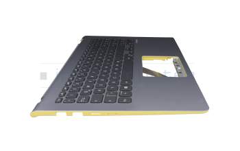 Teclado incl. topcase DE (alemán) negro/plata/amarillo con retroiluminacion plateado/amarillo original para Asus VivoBook S15 S530FA