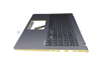 Teclado incl. topcase DE (alemán) negro/plata/amarillo con retroiluminacion plateado/amarillo original para Asus VivoBook S15 S530UA