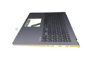Teclado incl. topcase DE (alemán) negro/plata/amarillo con retroiluminacion plateado/amarillo original para Asus VivoBook S15 X530FA