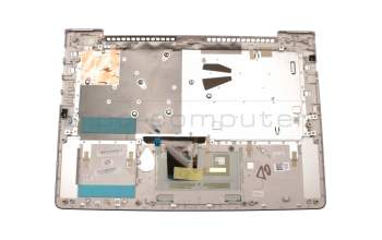 Teclado incl. topcase DE (alemán) negro/plateado con retroiluminacion borde de plata original para Lenovo IdeaPad 510S-14IKB (80UV)