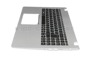 Teclado incl. topcase DE (alemán) negro/plateado con retroiluminacion original para Acer Aspire 5 (A515-52)