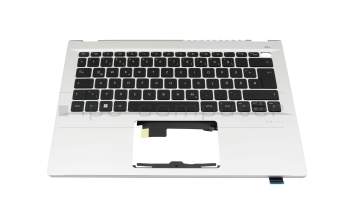 Teclado incl. topcase DE (alemán) negro/plateado con retroiluminacion original para Acer Swift Go (SFG14-71)