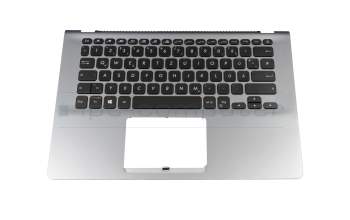 Teclado incl. topcase DE (alemán) negro/plateado con retroiluminacion original para Asus VivoBook S14 S430UA