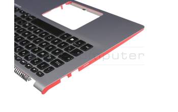 Teclado incl. topcase DE (alemán) negro/plateado con retroiluminacion original para Asus VivoBook S14 S430UA