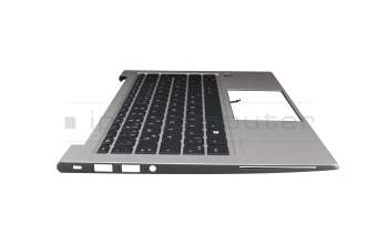 Teclado incl. topcase DE (alemán) negro/plateado con retroiluminacion original para HP EliteBook 830 G7