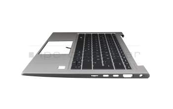 Teclado incl. topcase DE (alemán) negro/plateado con retroiluminacion original para HP EliteBook 830 G7