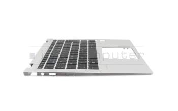 Teclado incl. topcase DE (alemán) negro/plateado con retroiluminacion original para HP EliteBook x360 1030 G3