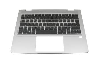 Teclado incl. topcase DE (alemán) negro/plateado con retroiluminacion original para HP EliteBook x360 830 G6