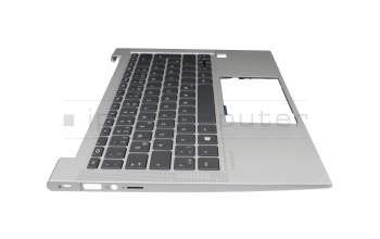 Teclado incl. topcase DE (alemán) negro/plateado con retroiluminacion original para HP ProBook 430 G8