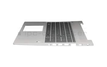 Teclado incl. topcase DE (alemán) negro/plateado con retroiluminacion original para HP ProBook 450 G7