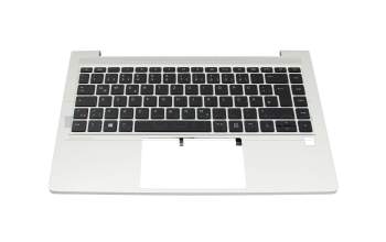 Teclado incl. topcase DE (alemán) negro/plateado con retroiluminacion para HP ProBook 440 G8