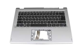 Teclado incl. topcase DE (alemán) negro/plateado original para Acer Aspire 3 Spin (A3SP14-31PT)