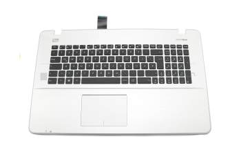 Teclado incl. topcase DE (alemán) negro/plateado original para Asus F751LD