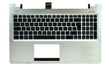 Teclado incl. topcase DE (alemán) negro/plateado original para Asus K56CB