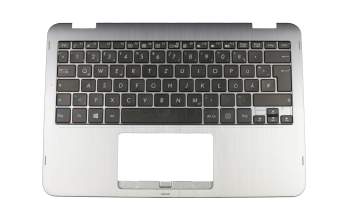 Teclado incl. topcase DE (alemán) negro/plateado original para Asus VivoBook Flip 12 TP203MAH
