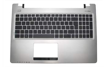 Teclado incl. topcase DE (alemán) negro/plateado original para Asus VivoBook S550CA