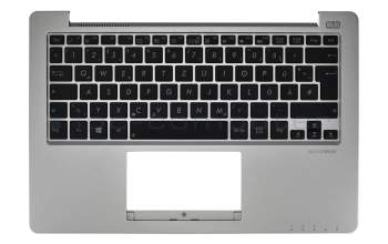 Teclado incl. topcase DE (alemán) negro/plateado original para Asus X201E