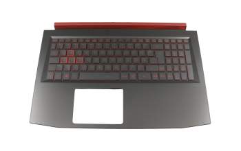 Teclado incl. topcase DE (alemán) negro/rojo/negro con retroiluminacion (Nvidia 1050) original para Acer Nitro 5 (AN515-42)
