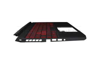 Teclado incl. topcase DE (alemán) negro/rojo/negro con retroiluminacion original para Acer Nitro 5 (AN515-56)