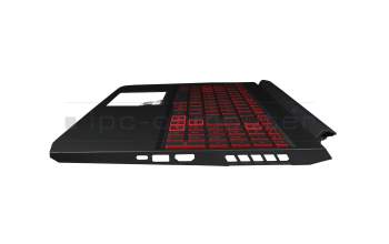 Teclado incl. topcase DE (alemán) negro/rojo/negro con retroiluminacion original para Acer Nitro 5 (AN515-56)