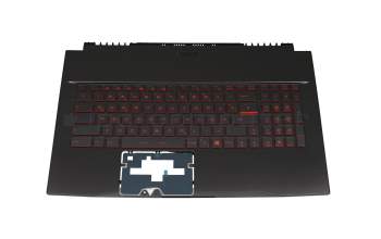 Teclado incl. topcase DE (alemán) negro/rojo/negro con retroiluminacion original para MSI GF75 Thin 10SCSXR/10SCSXK (MS-17F3)