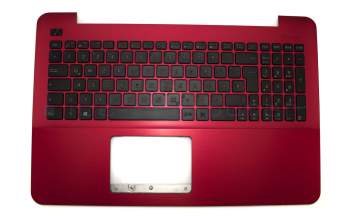 Teclado incl. topcase DE (alemán) negro/rojo original para Asus F555LP