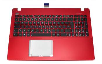 Teclado incl. topcase DE (alemán) negro/rojo original para Asus R510CA