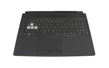 Teclado incl. topcase DE (alemán) negro/transparente/negro con retroiluminacion original para Asus TUF Gaming F15 FX506HEB