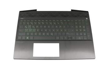 Teclado incl. topcase DE (alemán) negro/verde/negro con retroiluminacion original para HP Pavilion Gaming 15-cx0000