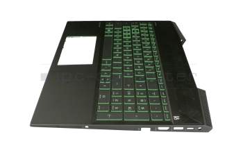 Teclado incl. topcase DE (alemán) negro/verde/negro con retroiluminacion original para HP Pavilion Gaming 15-cx0000
