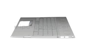 Teclado incl. topcase DE (alemán) plateado/plateado con retroiluminacion (tarjeta gráfica GTX) original para HP Pavilion 15-cs0000