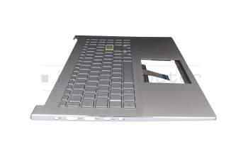 Teclado incl. topcase DE (alemán) plateado/plateado con retroiluminacion original para Asus VivoBook 15 X521FA