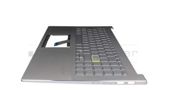 Teclado incl. topcase DE (alemán) plateado/plateado con retroiluminacion original para Asus VivoBook 15 X521FL