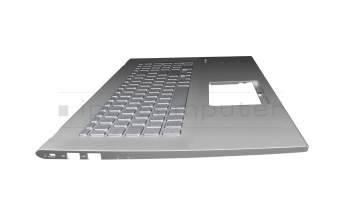 Teclado incl. topcase DE (alemán) plateado/plateado con retroiluminacion original para Asus VivoBook 17 F712FA