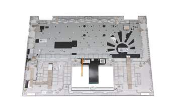 Teclado incl. topcase DE (alemán) plateado/plateado con retroiluminacion original para Asus VivoBook Flip 14 TP470EZ