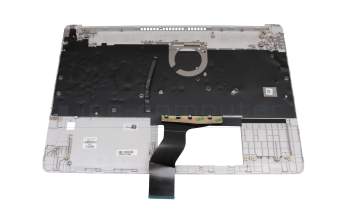 Teclado incl. topcase DE (alemán) plateado/plateado con retroiluminacion original para HP 15s-eq0000