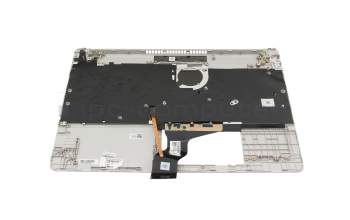 Teclado incl. topcase DE (alemán) plateado/plateado con retroiluminacion original para HP 15s-fq1000