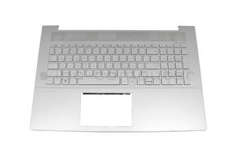 Teclado incl. topcase DE (alemán) plateado/plateado con retroiluminacion original para HP Envy 17-cg0000