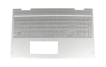 Teclado incl. topcase DE (alemán) plateado/plateado con retroiluminacion original para HP Envy x360 15-bp100