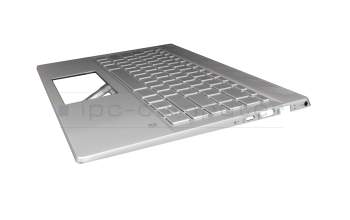 Teclado incl. topcase DE (alemán) plateado/plateado con retroiluminacion original para HP Pavilion 14-ce1300