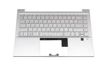 Teclado incl. topcase DE (alemán) plateado/plateado con retroiluminacion original para HP Pavilion 14-dv0000