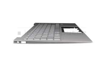 Teclado incl. topcase DE (alemán) plateado/plateado con retroiluminacion original para HP Pavilion 14-dv0000