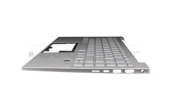 Teclado incl. topcase DE (alemán) plateado/plateado con retroiluminacion original para HP Pavilion 14-dv0000