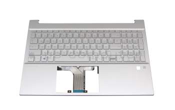 Teclado incl. topcase DE (alemán) plateado/plateado con retroiluminacion original para HP Pavilion 15-eg3000
