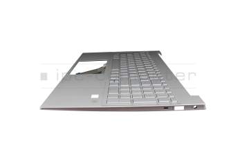 Teclado incl. topcase DE (alemán) plateado/plateado con retroiluminacion original para HP Pavilion 15-eg3000