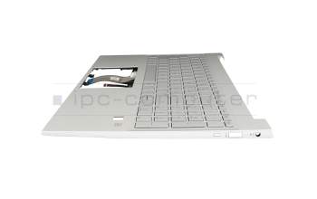 Teclado incl. topcase DE (alemán) plateado/plateado con retroiluminacion original para HP Pavilion 15-eg3000